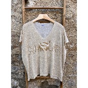 Pull manches courtes en maille lurex amour 44/46