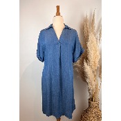 Robe tencel clair ou foncé col chemise + ceinture grande taille