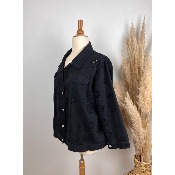 Veste en coton broderie anglaise noir grande taille