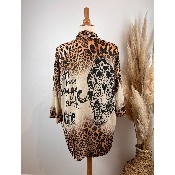 Veste Lopard Kimono en maille lurex grande taille