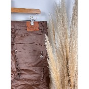 Pantalon jean en similicuir marron froissé karostar 36 au 44