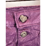 Pantalon jean en similicuir violet froissé karostar 36 au 44