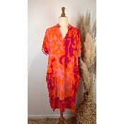Robe viscose imprime grande taille fushia / orange  / rose