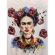 T-shirt coton blanc imprimé Frida 46-50