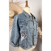 Veste en jean légère patchs liberty bohème grande taille