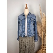 Veste en jean tête de buffle strass et dentelle bohème