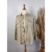 Veste surchemise bohème coton effiloché beige