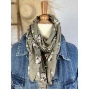 Foulard fin liberty coton & soie- taupe