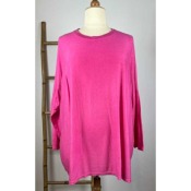 Pull mailles fines rose fuchsia