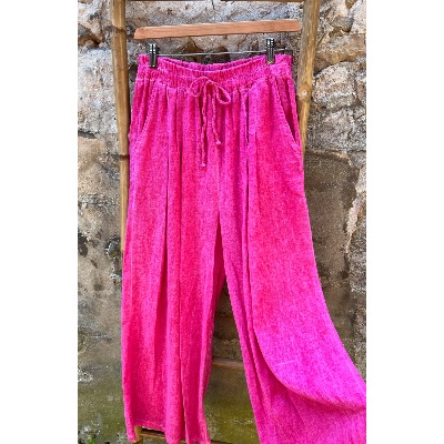 Pantalon large lin et coton grande taille