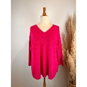 Pull col V uni grande taille