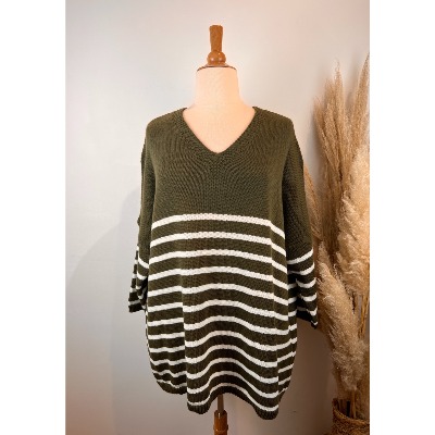 Pull mailles marinière grande taille