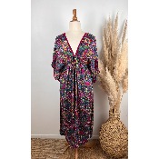 Robe longue bohème en soie imprimé multicolore grande taille