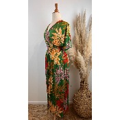 Robe longue magique du 38 au 52 imprimée fond vert