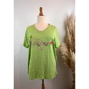 T-shirt coton bohème vert grande taille