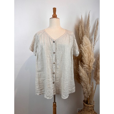 Tunique chemise en lin broderie anglaise grande taille