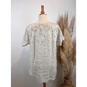 Tunique chemise en lin broderie anglaise grande taille
