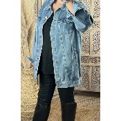 Veste en jean longue bleue - 46 48