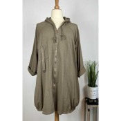 Veste mi-longue en sweat - taupe -54 56