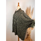 Chemise léopard coton sweat léger + broches amovibles grande taille