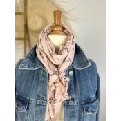 Foulard fin liberty coton & soie- rose ple