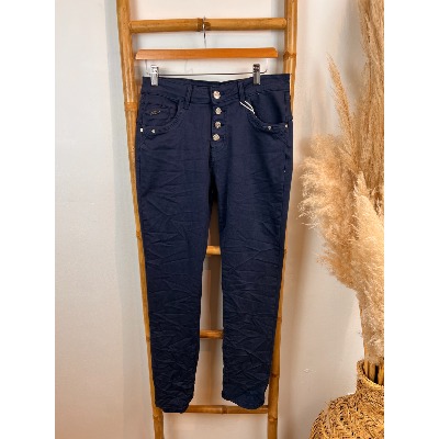 Pantalon jean bleu navy froissé boutons Karostar du 38 au 48