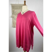 Pull fin à poches - rose fuchsia