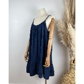 Robe courte bretelles en gaze de coton 