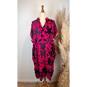 Robe viscose imprime grande taille fushia  /noir