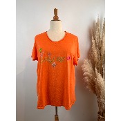 T-shirt coton bohème orange grande taille