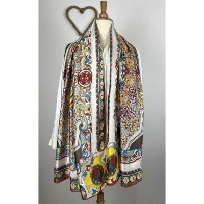 Foulard rosace multicolore viscose et soie 