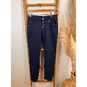 Pantalon jean bleu navy froiss� boutons Karostar du 38 au 48