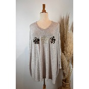 Pull fleurs lopard grande taille oversize 56-58