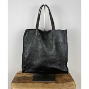 Sac cuir petit cabas noir irisé 