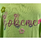 T-shirt coton bohème vert grande taille