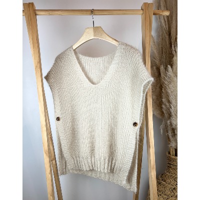 Pull sans manches maille mousseuse 44-46