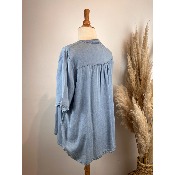 Blouse chemise en tencel bleu clair grande taille