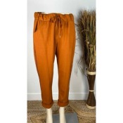 Pantalon jog caramel à liseret argent grande taille 48 - 50