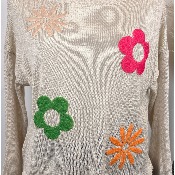 Pull mailles fines fleurs 