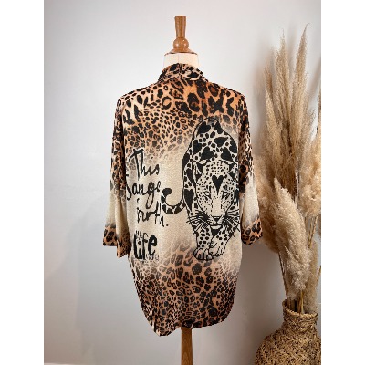 Veste Léopard Kimono en maille lurex grande taille